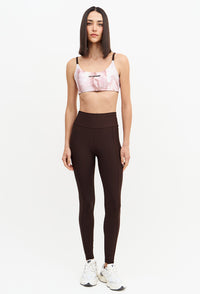 Legging lisa com recorte marrom café Domma