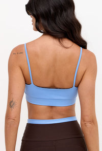 Top dupla face estampado e azul fly com bojo removível Magna