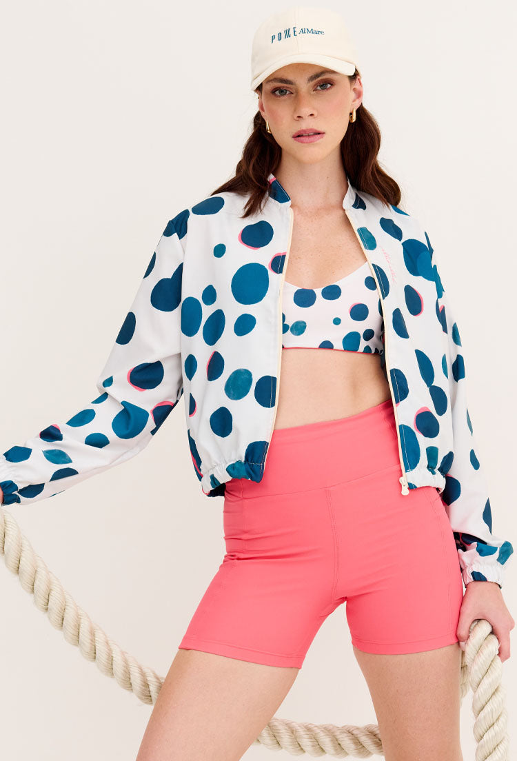 Jaqueta bomber com bolsos estampada poá Al mare