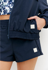 Shorts duplo com cós de elástico marinho Deep