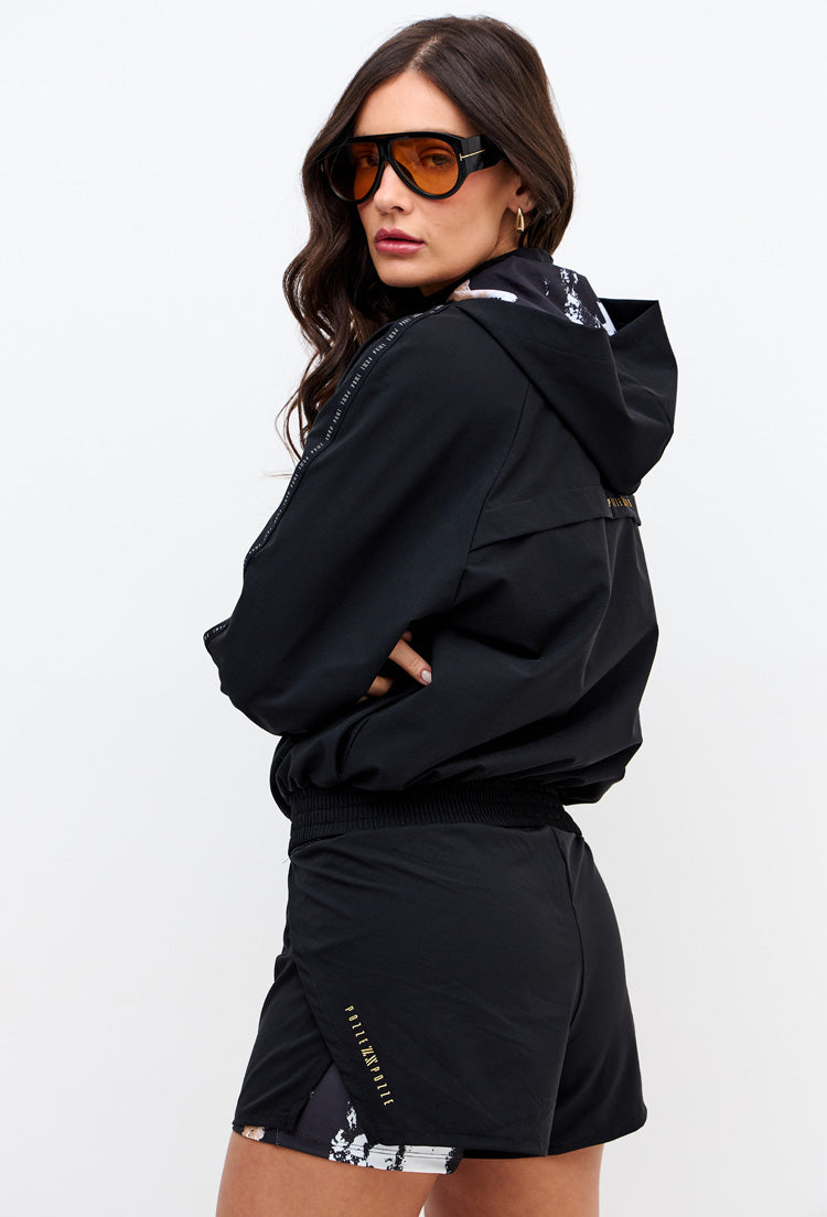 Shorts duplo com cós de elástico preto Pulsa