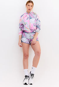 Shorts duplo azul índigo com bolso estampado Aurora