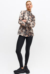 Legging com bolsos preto e detalhe bege árido no cós Pure
