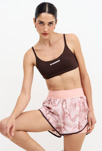 Shorts duplo rose com bolso estampado Domma