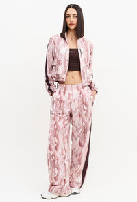 Calça wide leg estampada com faixa lateral e bolsos Domma