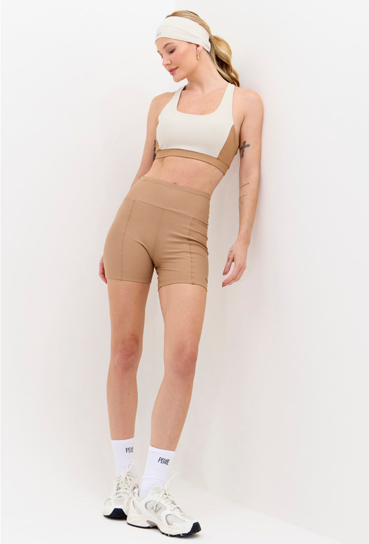 Top nadador dupla face com bojo removível bicolor luna e amêndoa Lance