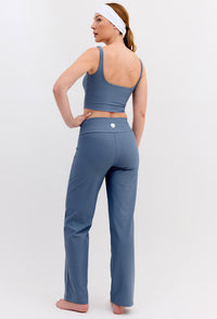 Calça wide leg lisa azul índigo Aurora
