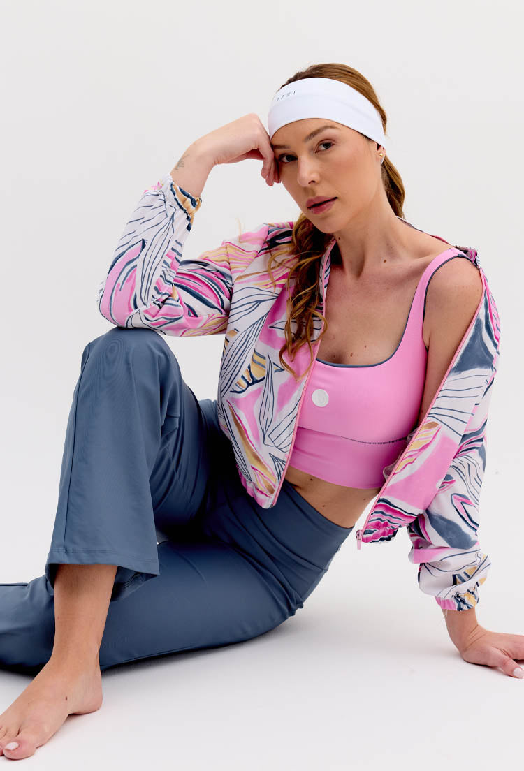 Jaqueta bomber com bolsos estampada Aurora