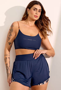 Shorts duplo liso marinho com bolso Gaia