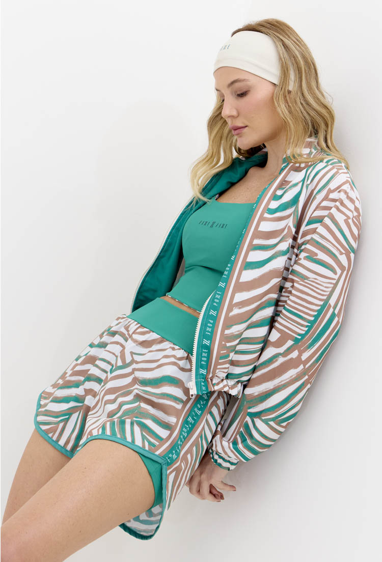 Shorts duplo verde folha com bolso estampado Lance