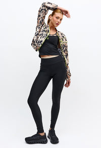 Legging com bolsos preto e detalhe bege árido no cós Pure