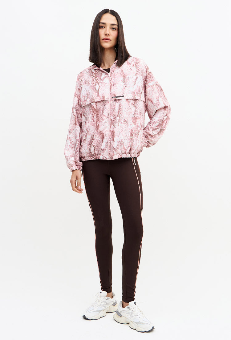 Legging com bolsos marrom café e vivo rose Domma