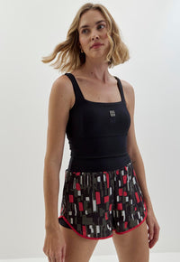 Conjunto Shorts duplo com bolso + Top longo decote quadrado dupla face Voá