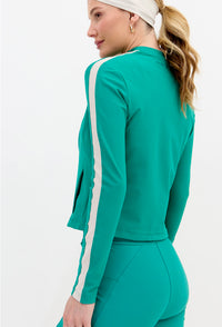 Jaqueta slim de malha com recorte e bolso verde Lance