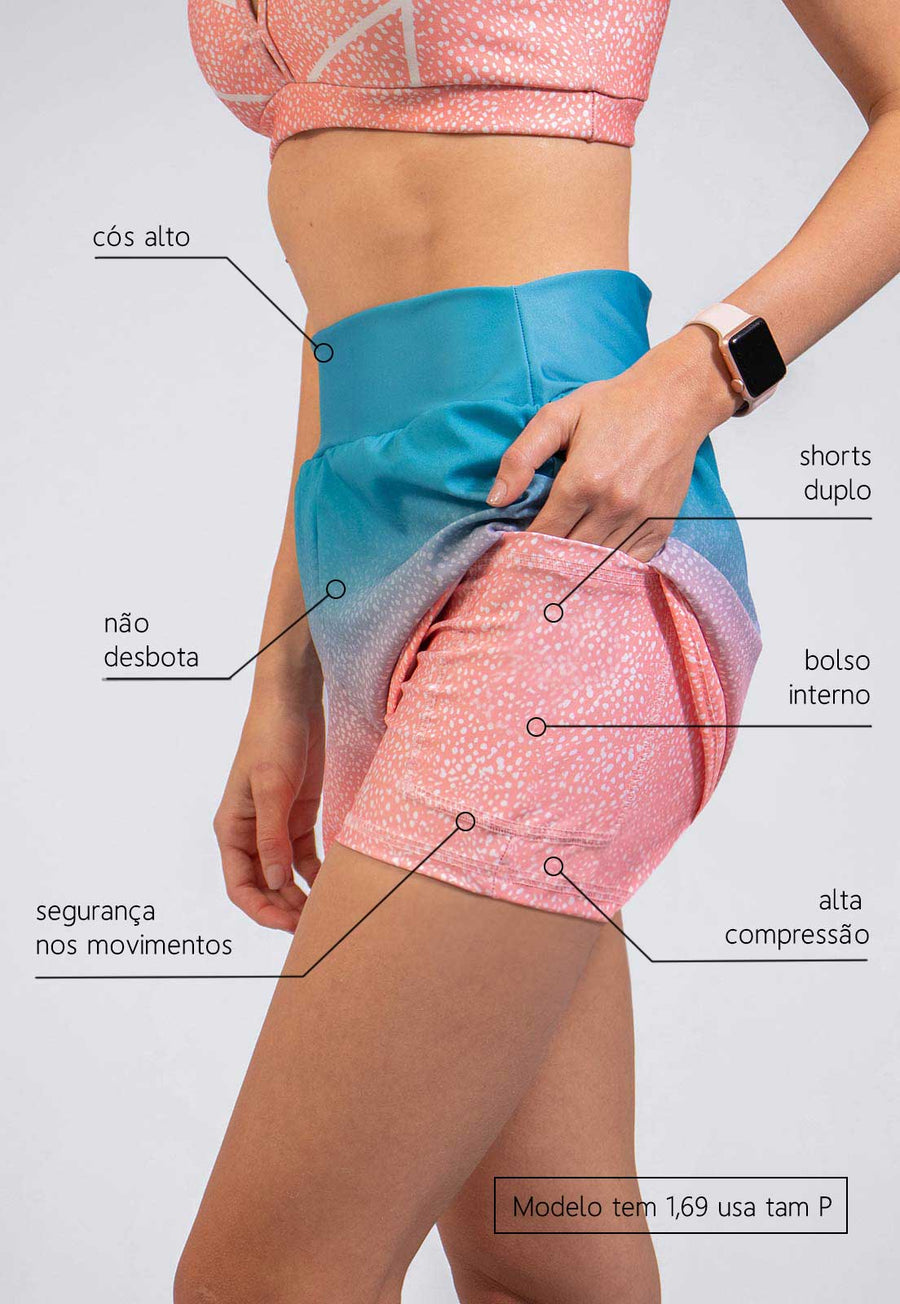 Shorts Duplo Degradê Estampa Botanical Garden