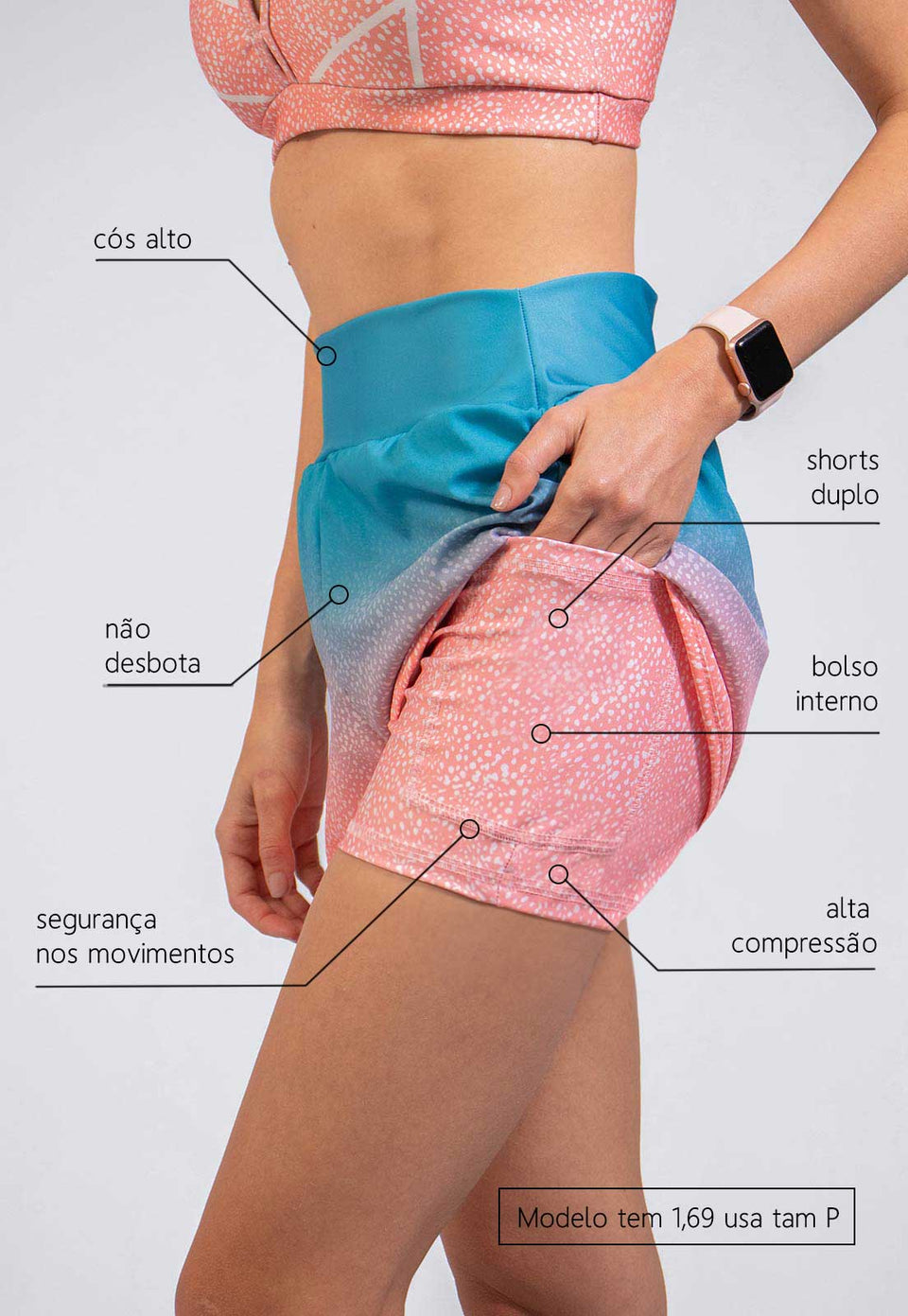 Shorts Duplo Degradê Estampa Botanical Garden