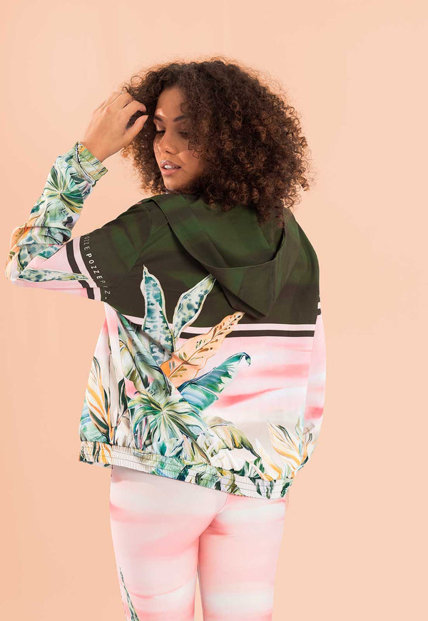 Jaqueta Corta Vento com capuz estampa Oásis