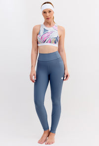 Top dupla face bicolor azul índigo e estampado Aurora