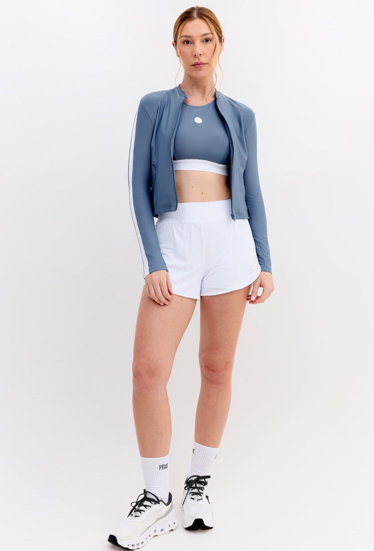 Shorts duplo liso branco cristal com bolso Aurora