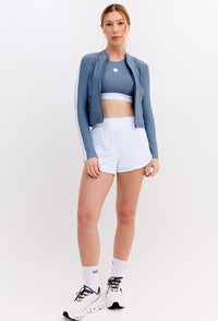 Shorts duplo liso branco cristal com bolso Aurora