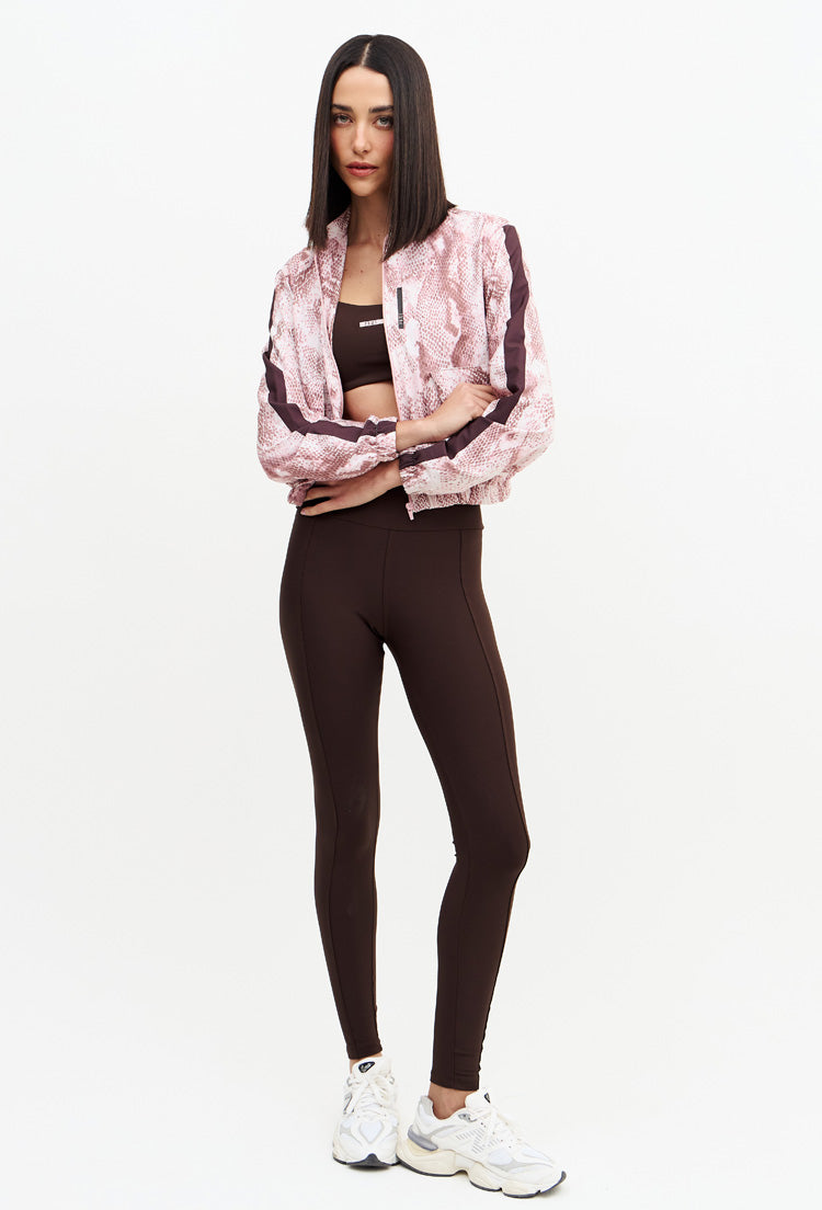 Legging lisa com recorte marrom café Domma