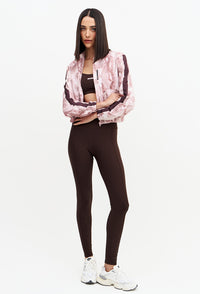 Legging lisa com recorte marrom café Domma
