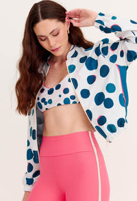 Top alça dupla face coral e estampado Poá Al mare