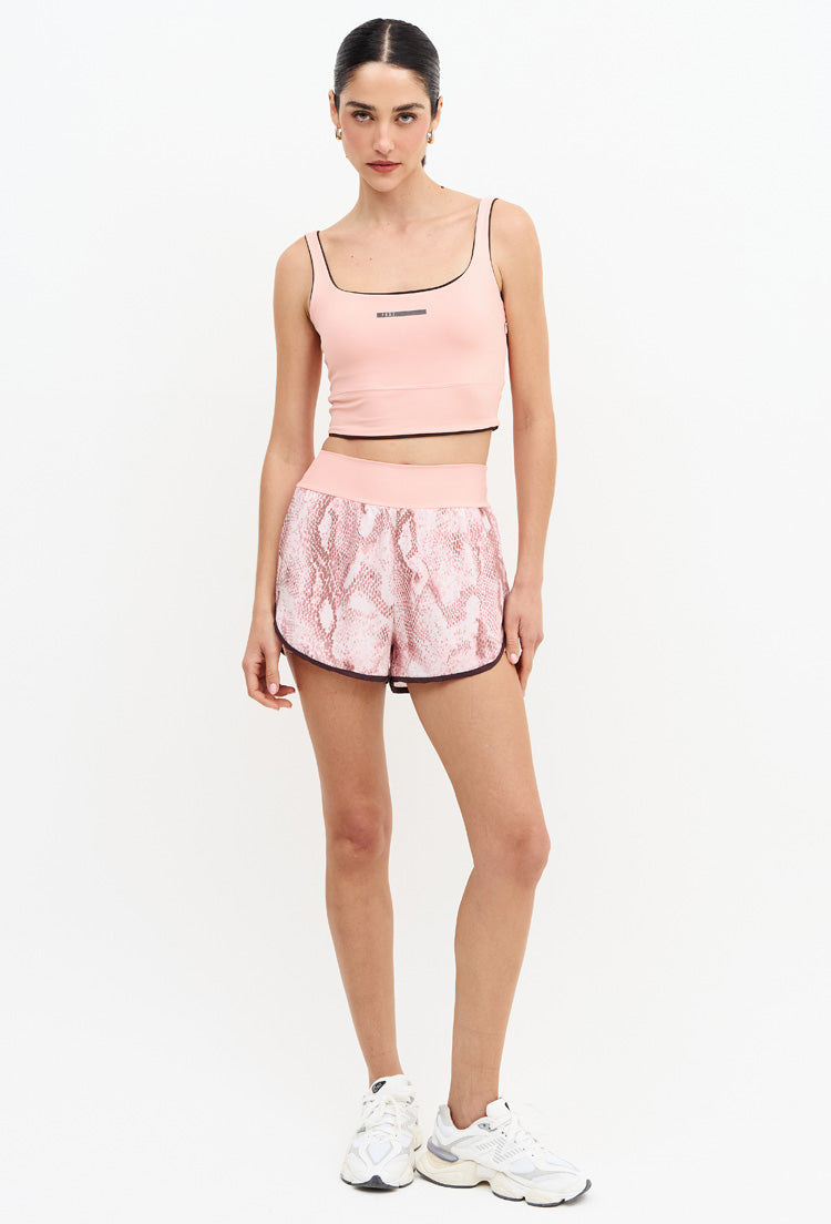 Shorts duplo rose com bolso estampado Domma