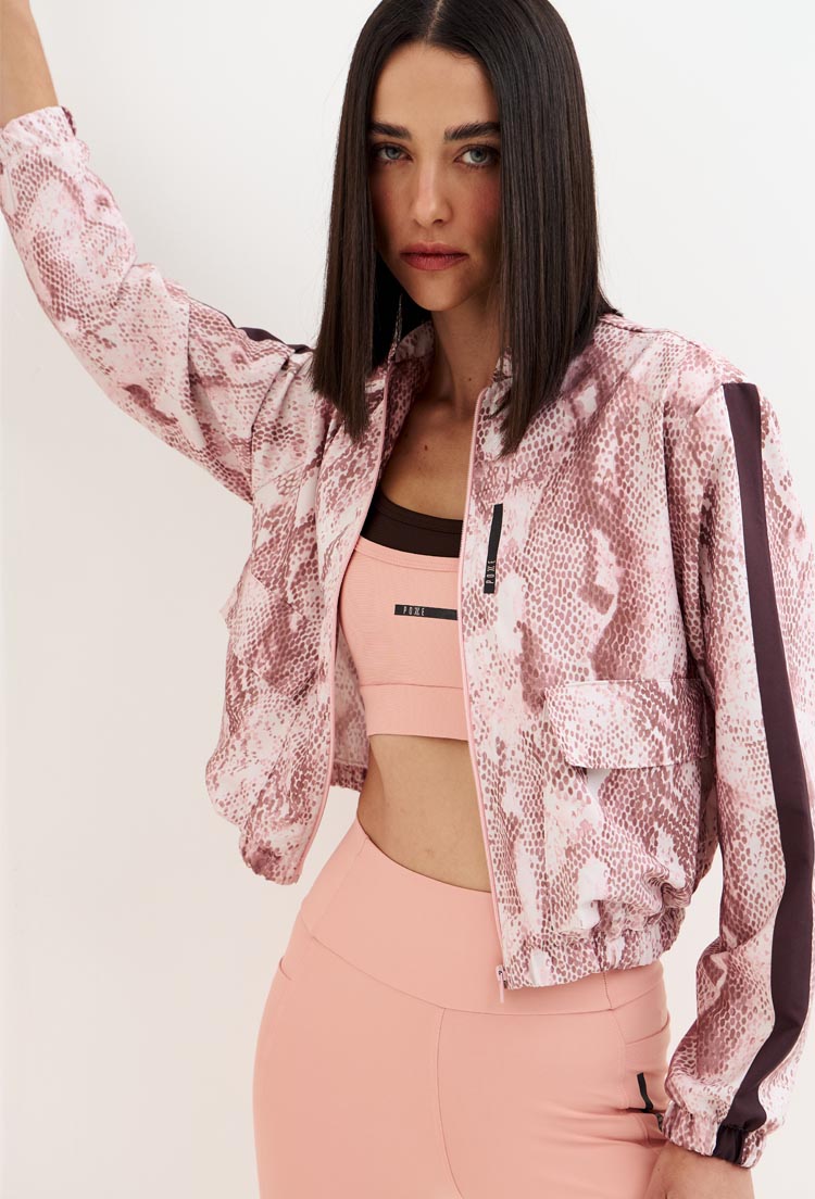 Jaqueta bomber com bolsos frontais estampada Domma