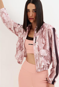 Jaqueta bomber com bolsos frontais estampada Domma