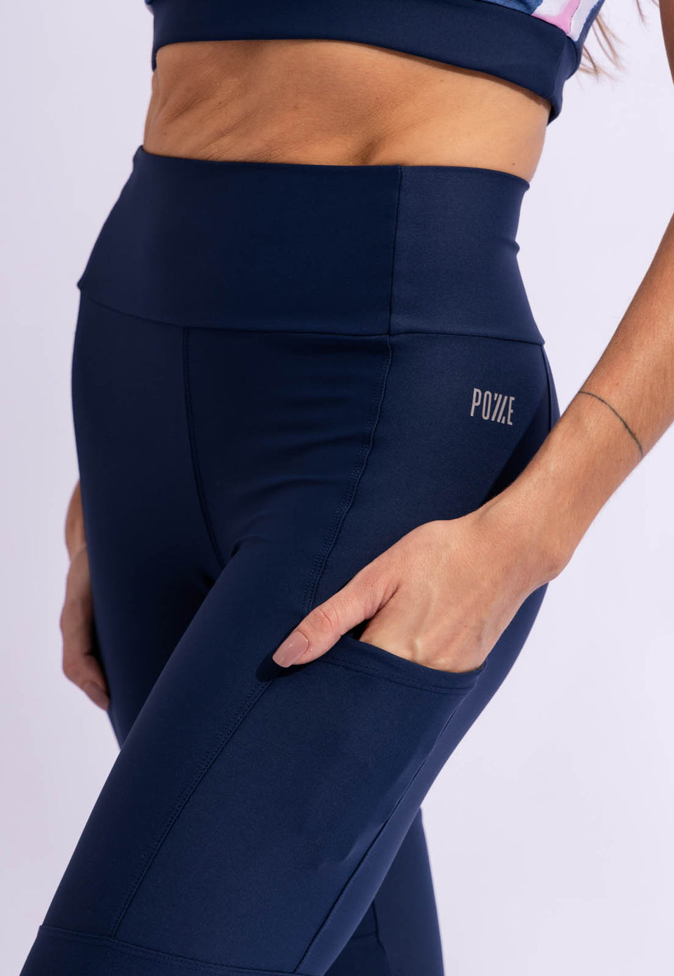Conjunto Top longo dupla face+Legging com bolsos Acqua