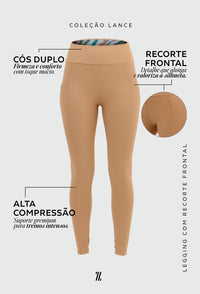 Legging com recorte lisa amêndoa Lance