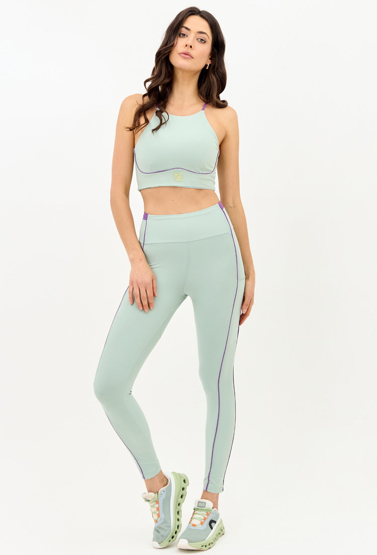 Conjunto Top dupla face+Legging com vivo verde Alquimia