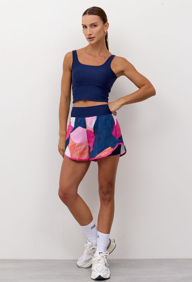 Conjunto Shorts duplo estampado + Top longo dupla face Acqua