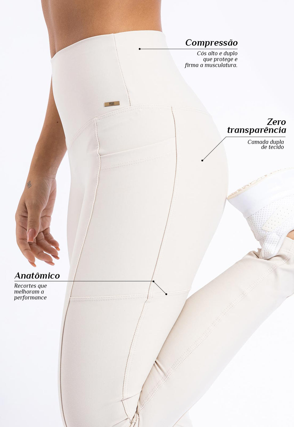Legging Lisa Bege Luna com bolsos Sinergia