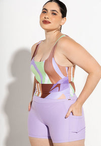 Bermuda lisa lavanda com bolsos Aura