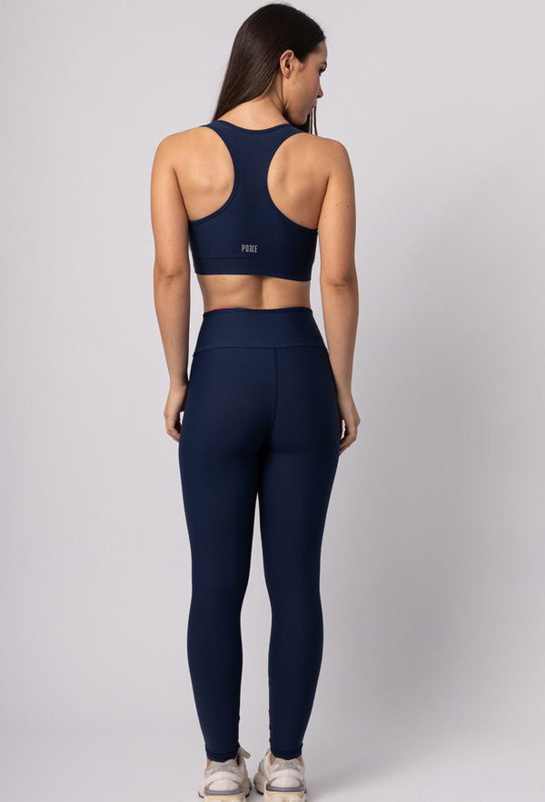 Conjunto Azul Legging lisa+Top longo Acqua