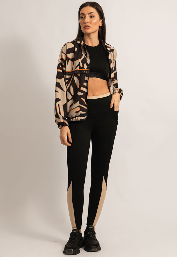 Conjunto Top dupla face+Legging bicolor+Jaqueta corta vento Magnetic