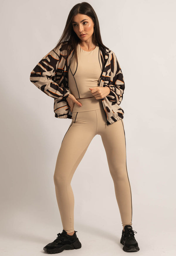 Conjunto Top longo+Legging+Jaqueta corta vento Magnetic