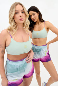 Top faixa dupla face roxo e verde Alquimia