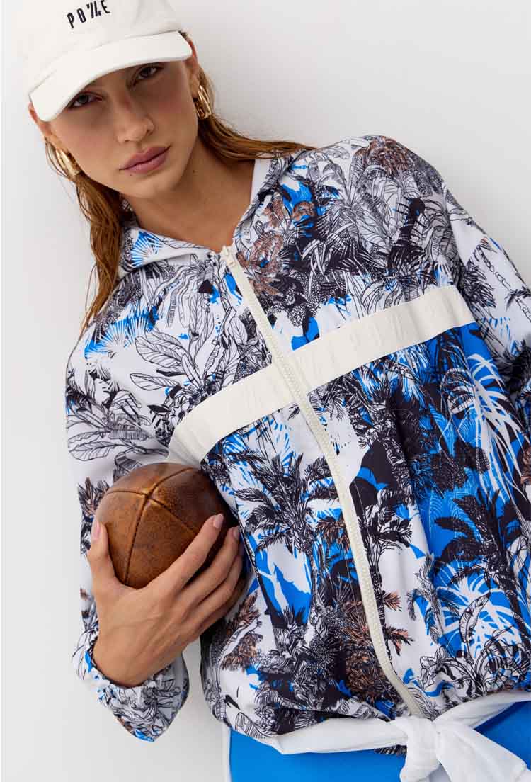 Jaqueta corta vento com capuz estampada Athena