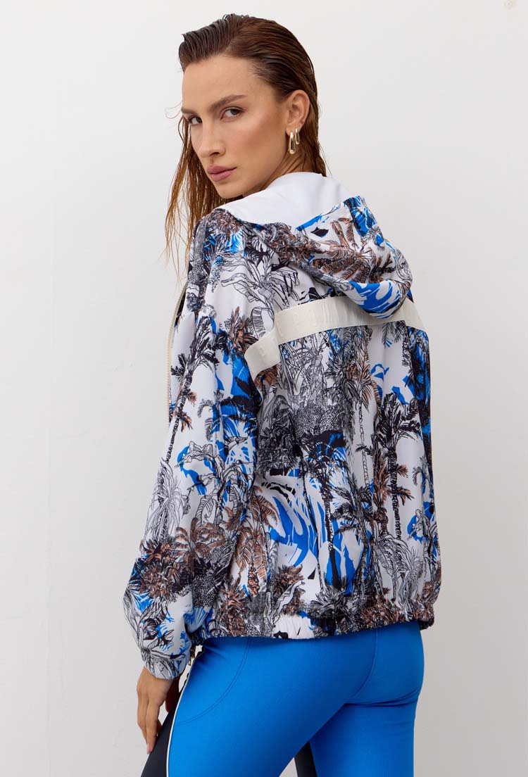Jaqueta corta vento com capuz estampada Athena