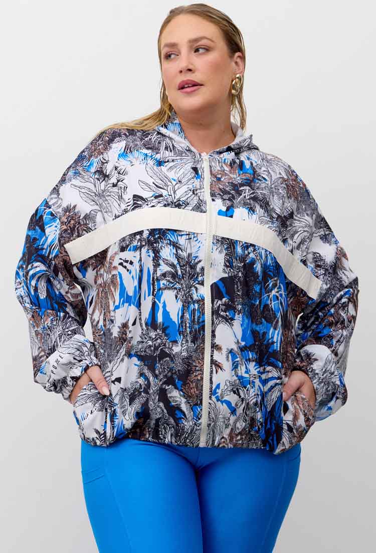 Jaqueta corta vento com capuz estampada Athena