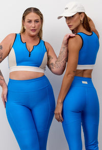 Legging com recorte e bolsos lisa azul santorini Athena