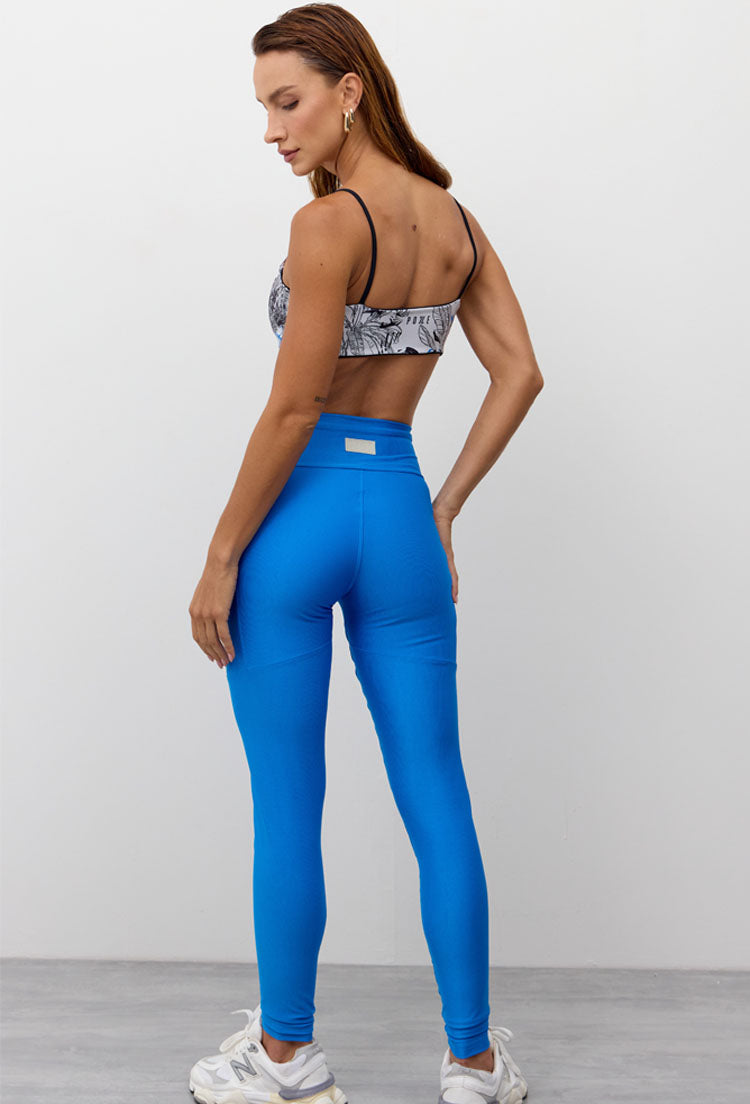 Legging com recorte e bolsos lisa azul santorini Athena
