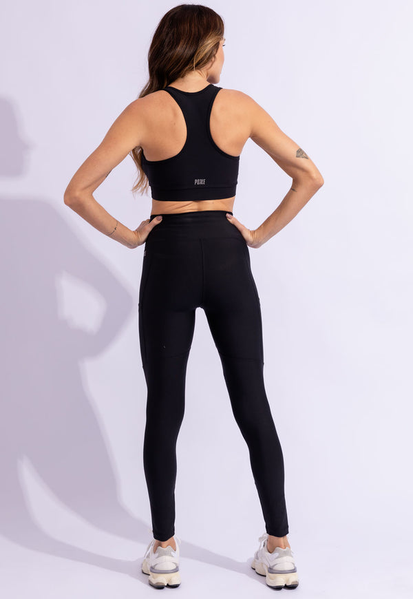 Legging lisa com bolsos preta Action