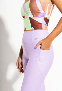 Legging lisa lavanda com bolsos Aura