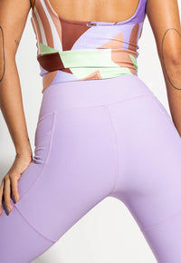 Legging lisa lavanda com bolsos Aura