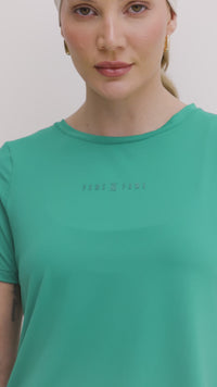 Tshirt alongada nas costas lisa verde folha Lance