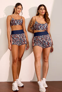 Conjunto Shorts duplo estampado com bolso + Top alça dupla face Gaia